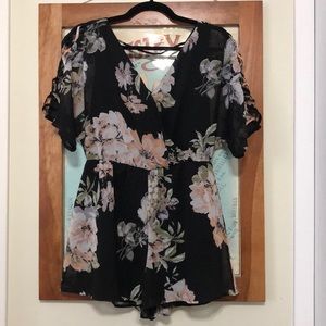 Floral fully lined romper